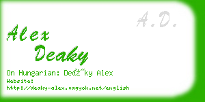 alex deaky business card